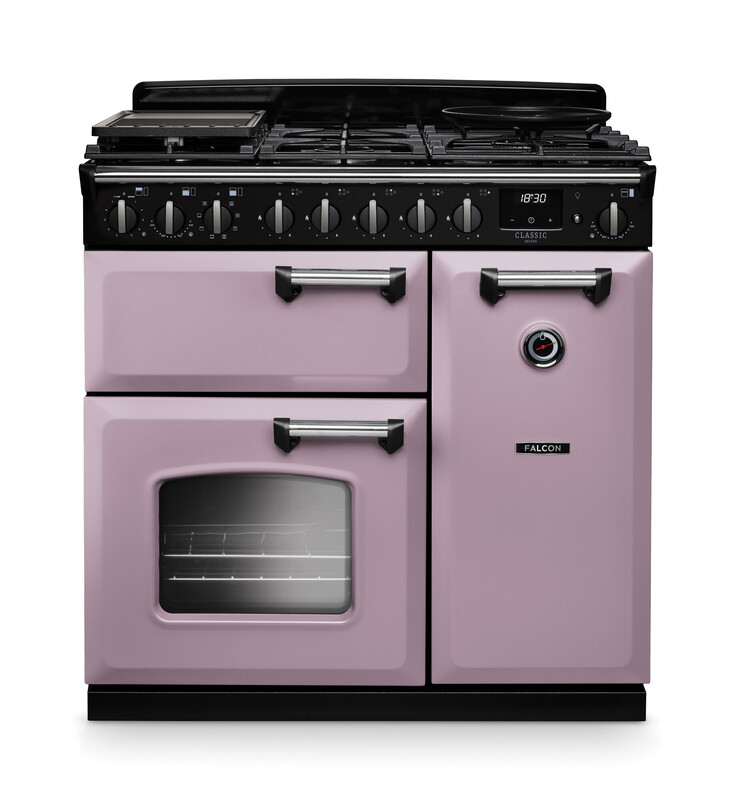 Retro Standherd Rosa mit Gas-Kochfeld und Doppelofen