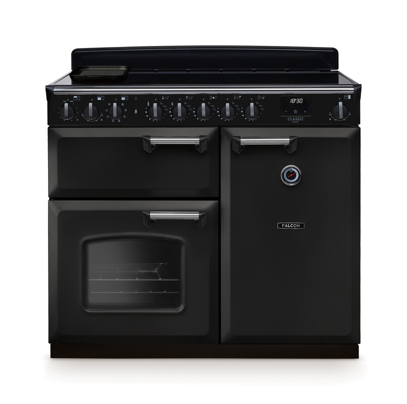 Schwarzer Falcon Classic 90 Induktionsherd mit Doppelofen