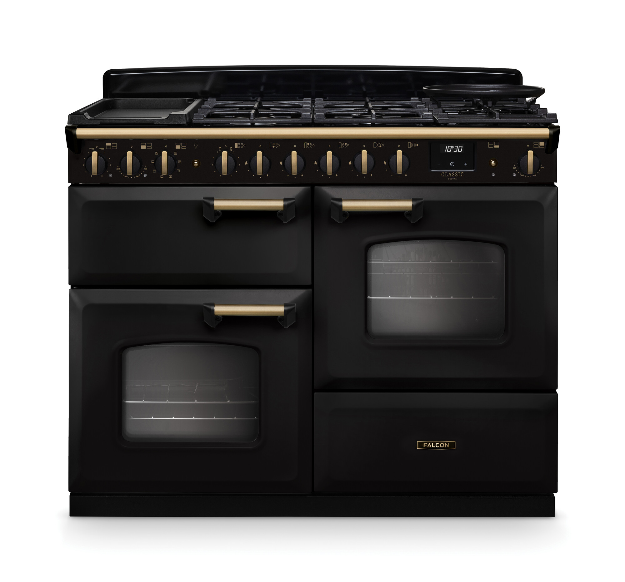 Schwarzer Falcon Classic 110 Gas-Standherd mit 3 Öfen