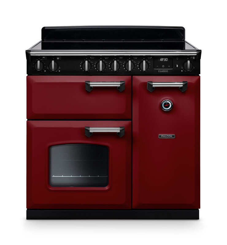 Roter Range Cooker Falcon Classic 90 mit Induktion